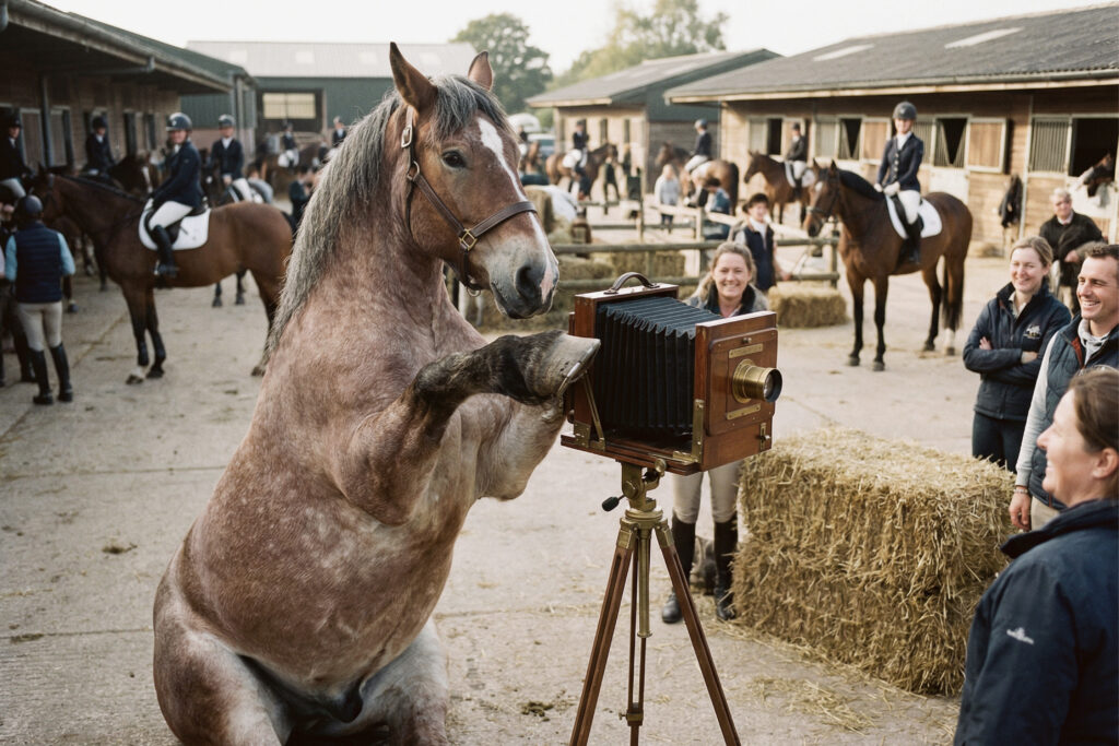 Un cheval prend une photo